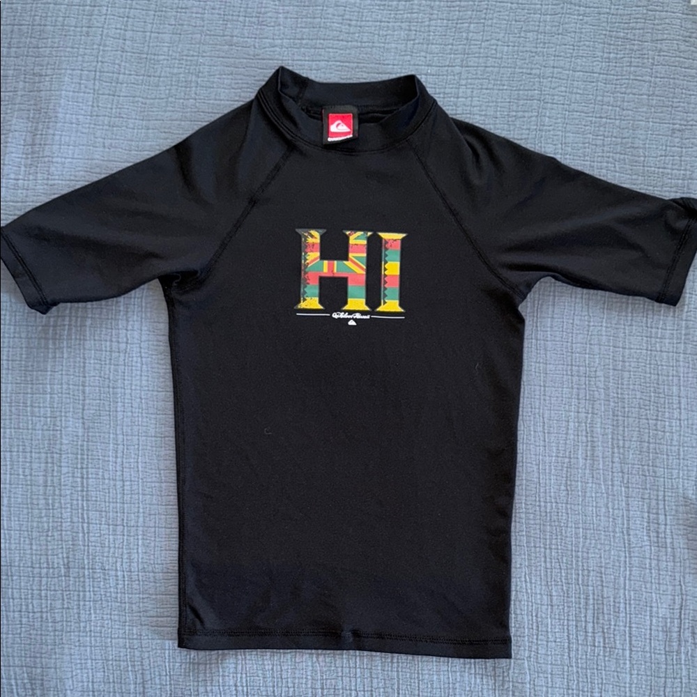 Quiksilver Black Rashguard with HI Graphic EUC Y14